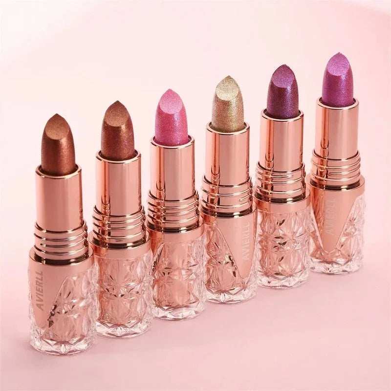 10 Colors 1 Pearlescent Lipstick Long Lasting Moisturizing Sparkling