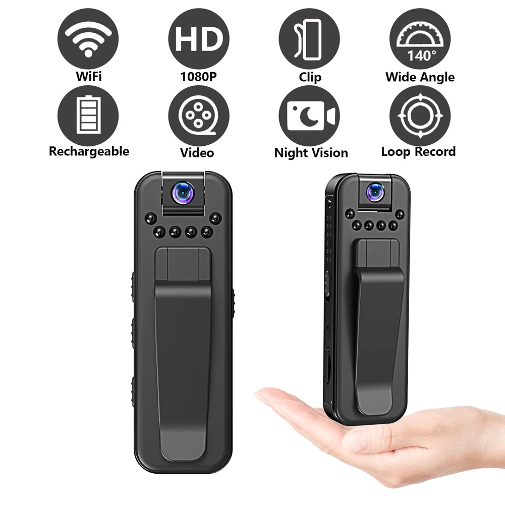 HD 1080P Mini Camera Back Clip Infrared Night Vision Portable Digital