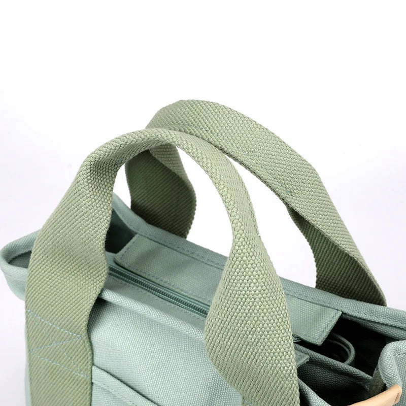 Handheld Thickened Canvas Mobile Phone Bucket Tote Bag Small Bag with Zipper Compartment Bag Simple Shoulder Bag Birthday Gift Zpaxo