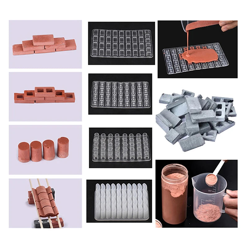 Building Making Mini Brick Sand Table Silicone Mold Cement Model Zpaxo