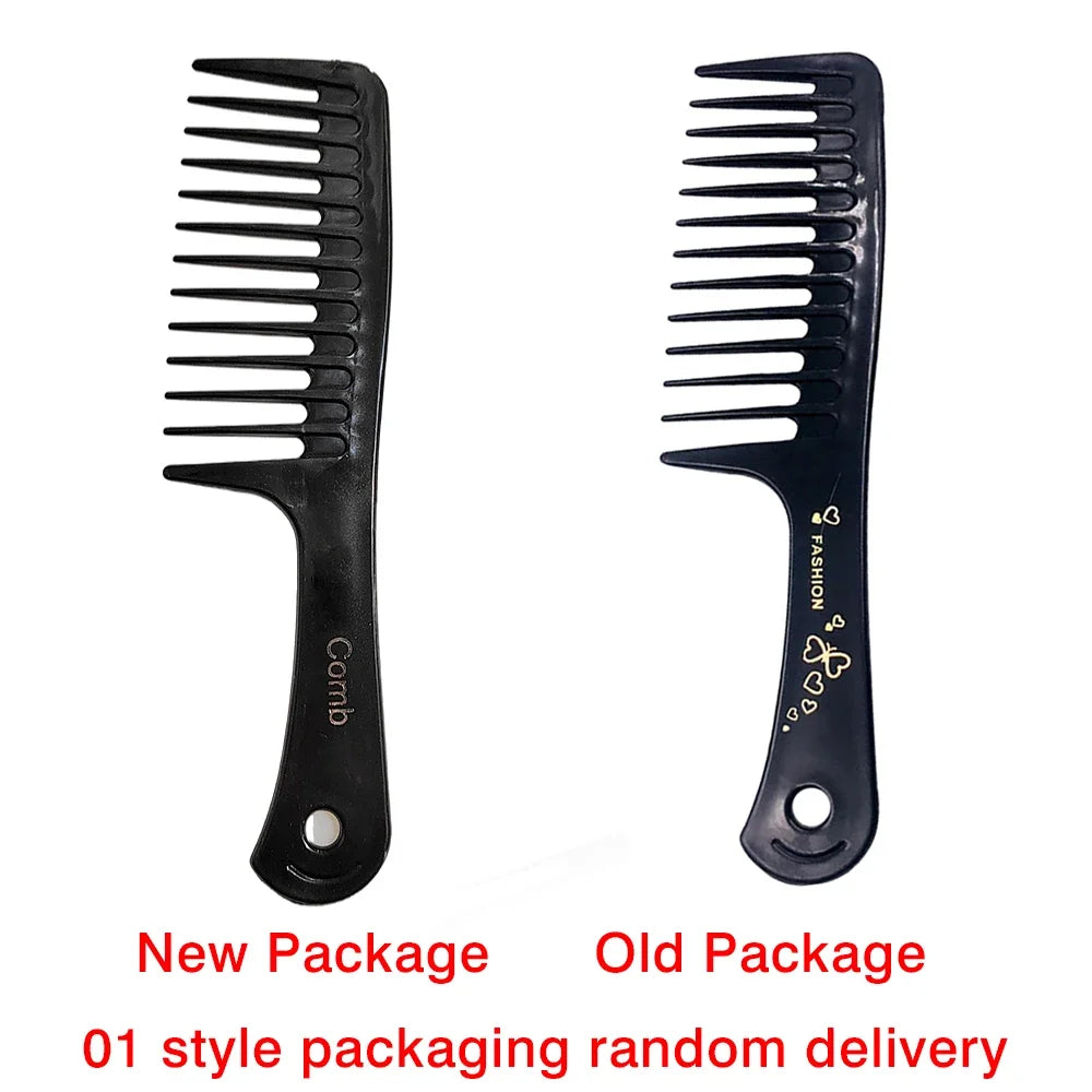 2 Types New Portable Black Wide Tooth Comb Black ABS Plastic Heat-resistant Large Wide Tooth Comb For Hair Styling Tool Zpaxo