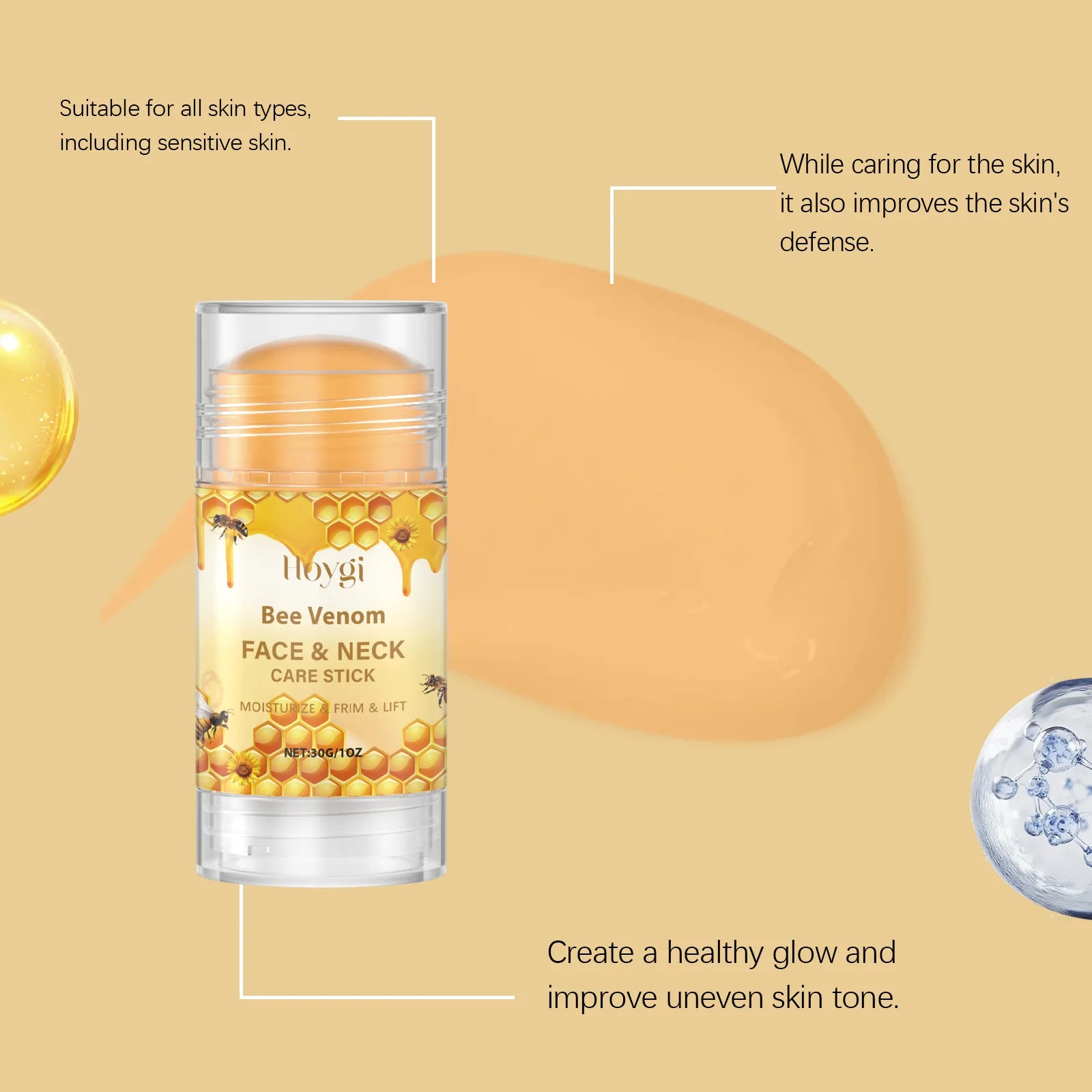 Hoygi Bee Venom Firming Serum Stick Anti Wrinkle Cream Lifts Tightens the Skin Solving Wrinkles Fine Lines Natural Serum Zpaxo