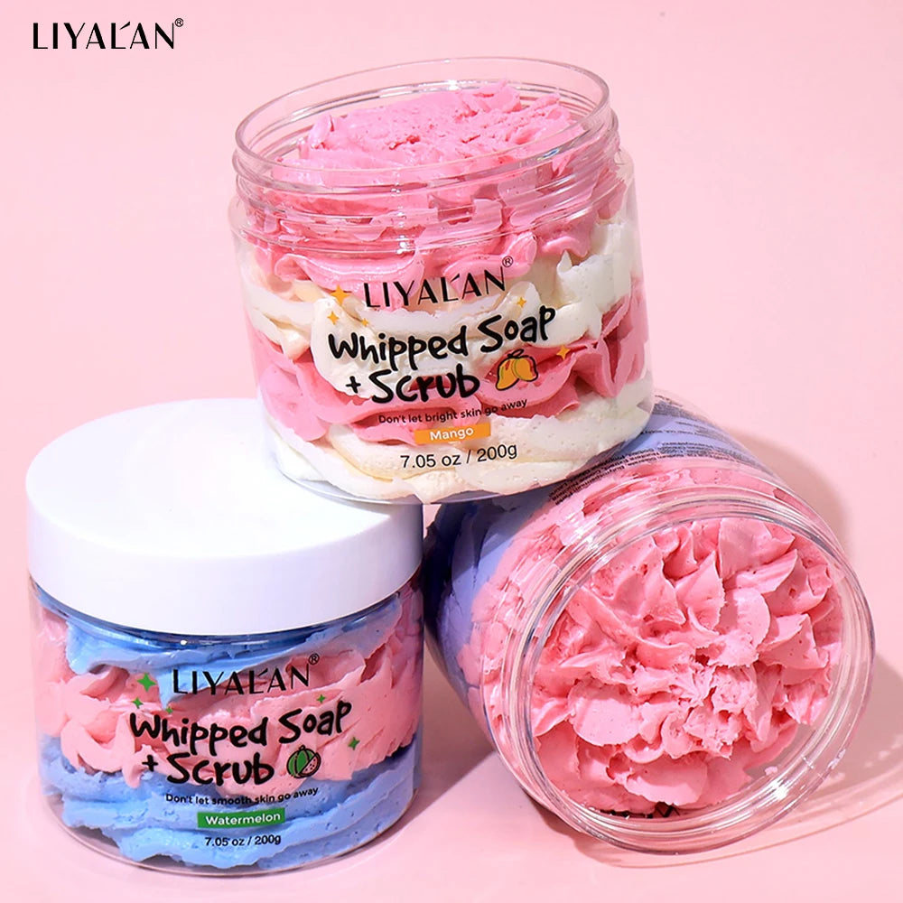 LIYALAN Whipped Soap Body Scrub – Shea, Olive Oil & Vitamin E Whipped Body Scrub Zpaxo