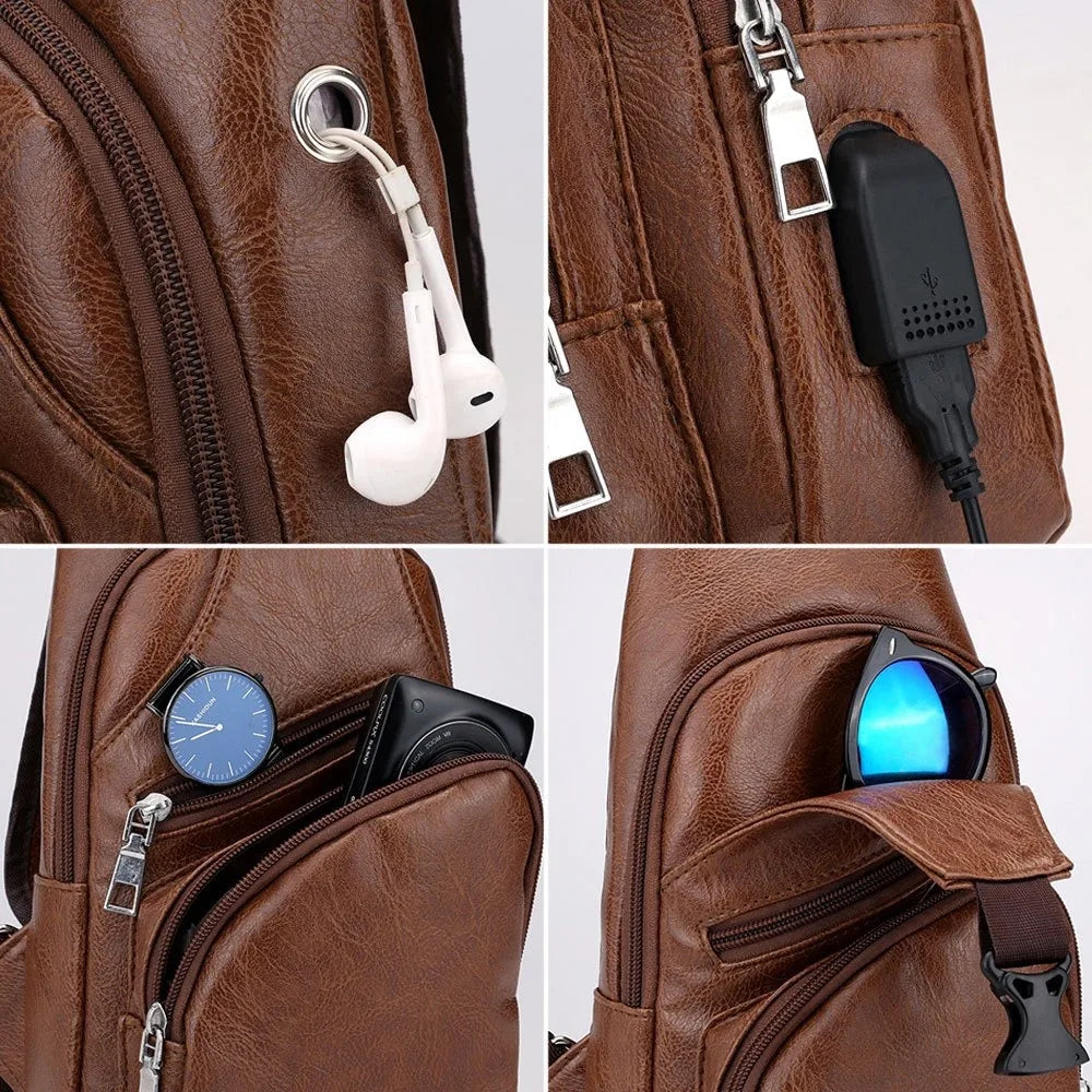 Men's Chest Bag Adjustable Strap Zipper Closure Multifunctional