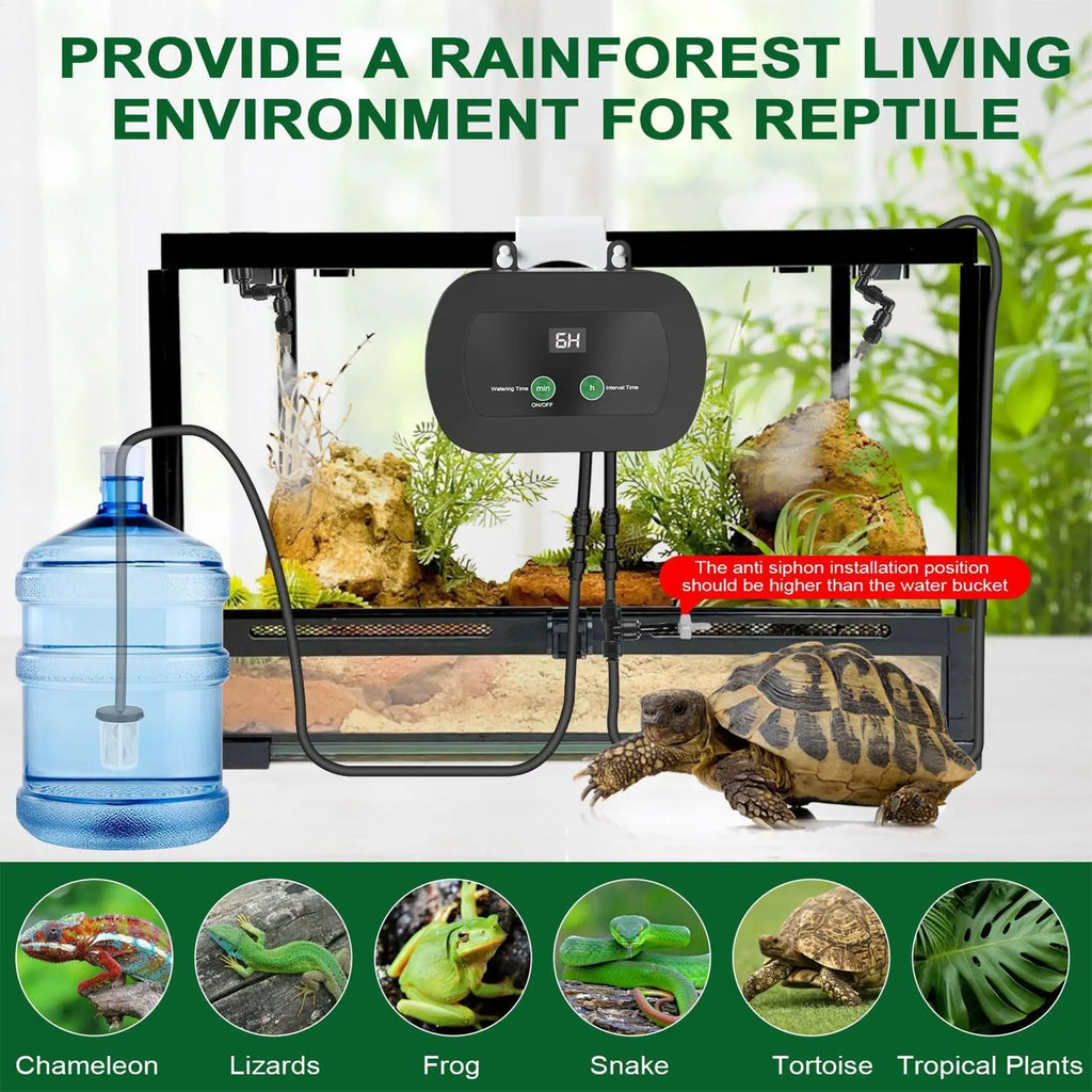 Reptile Humidifier Automatic Mister Tank Timer Portable Fogger 360
