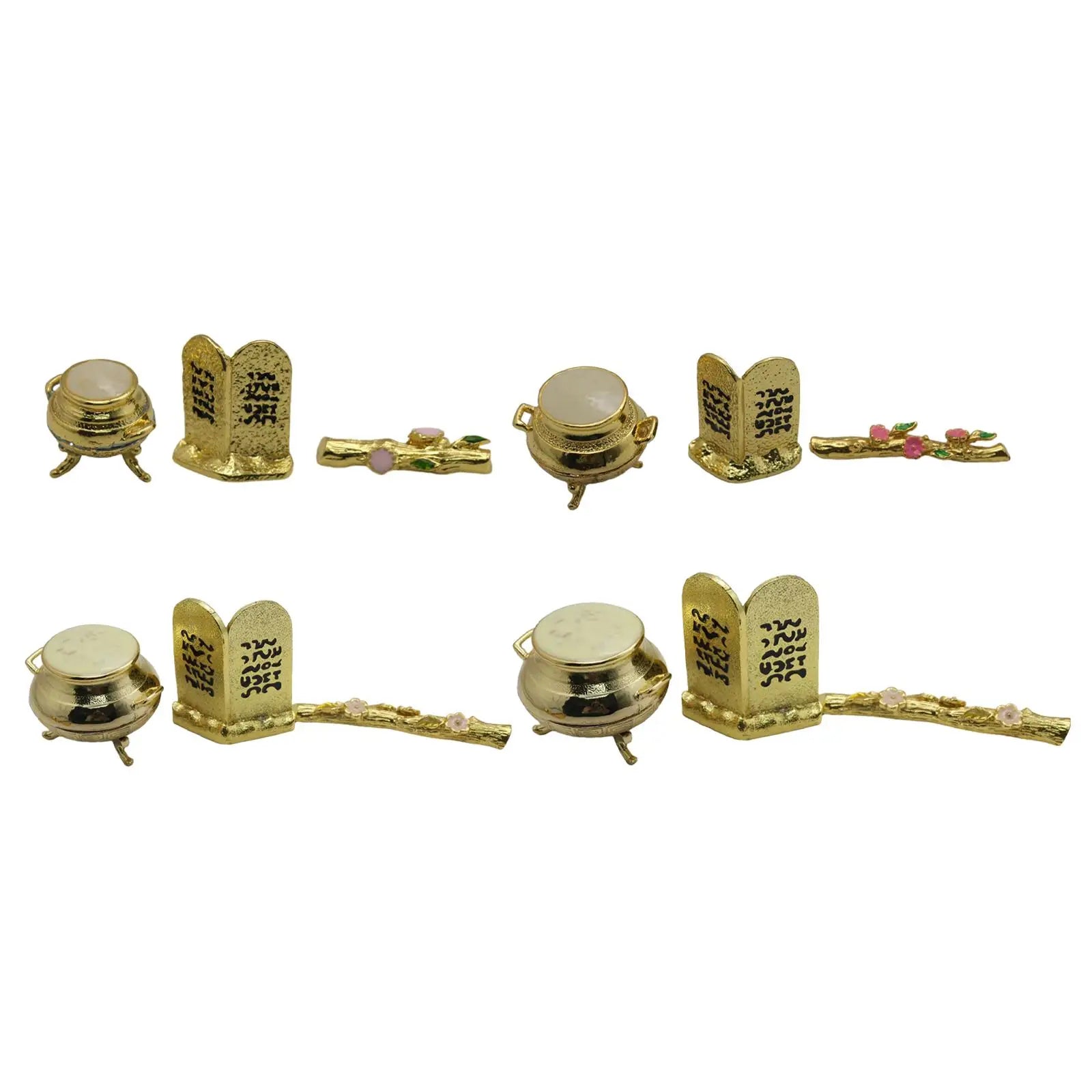 Ark of the Covenant 3-Piece Metal Set – Golden Jar & Aaron's Rod Religious Figurine Set Zpaxo