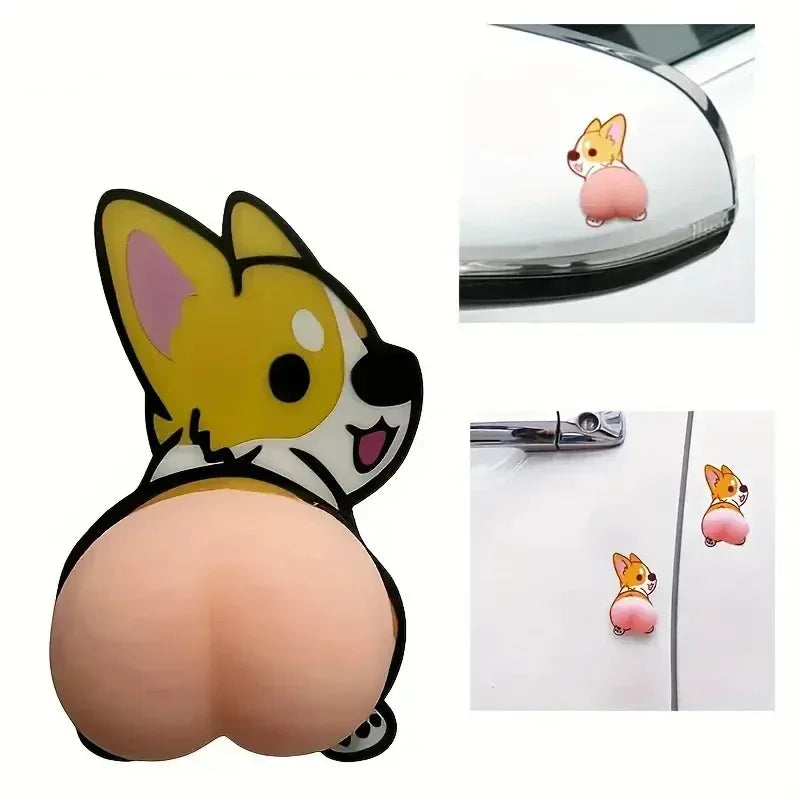 3D PVC Car Stickers 2-Piece Cartoon Bumper Rearview Mirror Protection