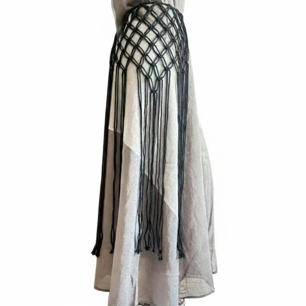 Bohemian Tassel Waist Belt – Handwoven Macrame Fringe Wrap Boho Tassel Belt Zpaxo A