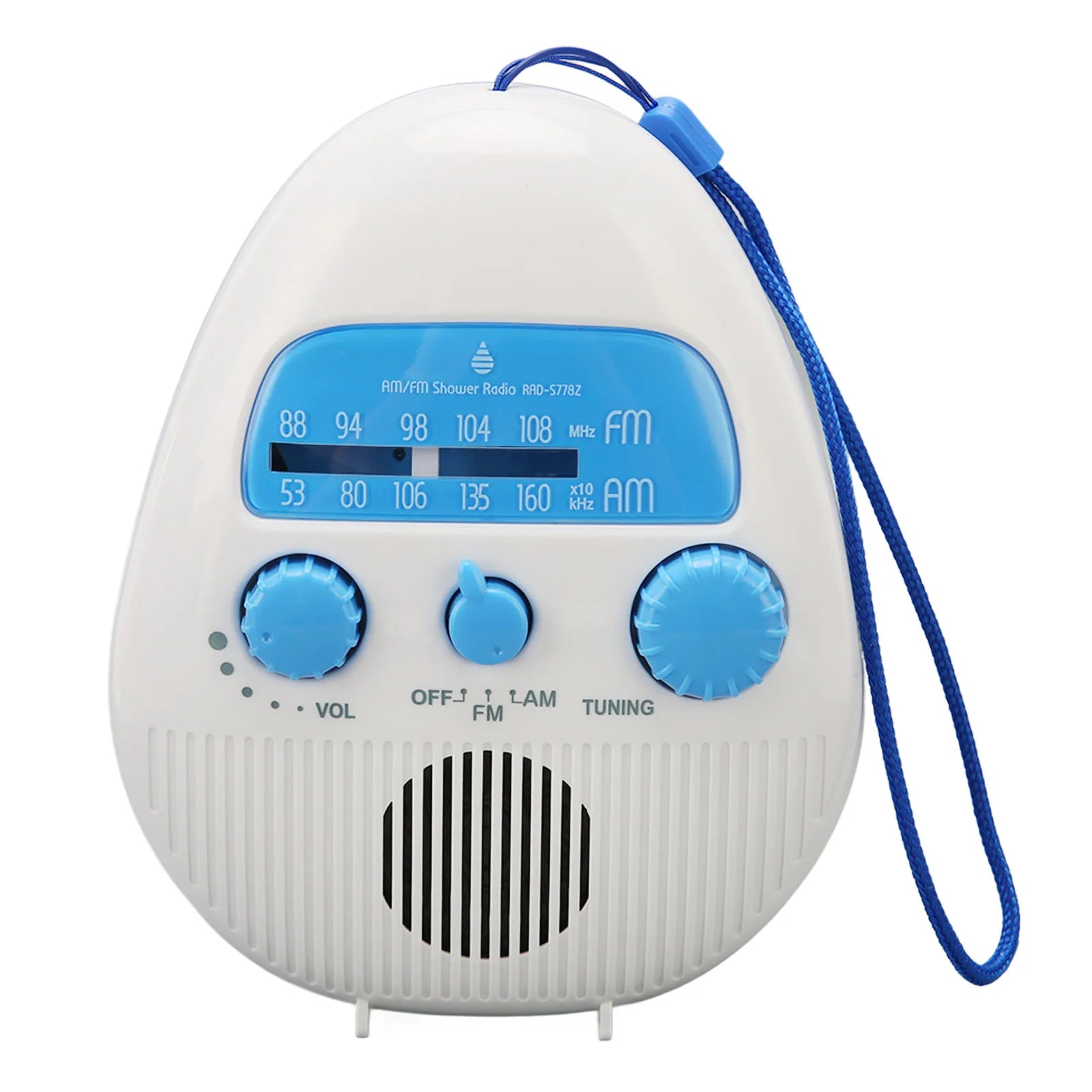 AM FM Shower Radio Waterproof Portable ABS Bathroom Built Speaker