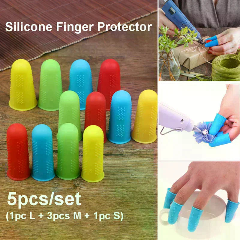 Anti-cut Heat Resistant Silicone Fingers Protector Cover Anti-slip Cover 5pcs Zpaxo