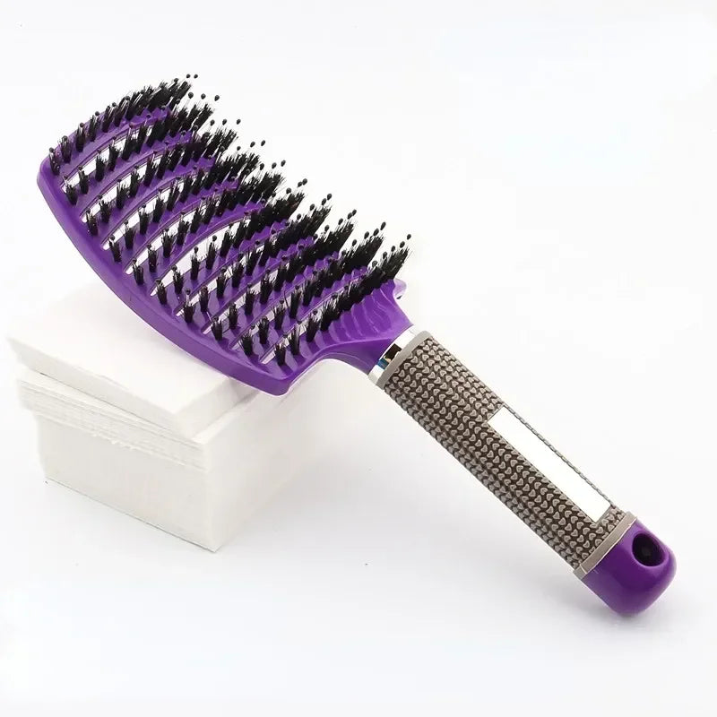 Hairbrush Bristle Nylon Women Wet Curly Detangle Hair Brush Hair Brushes Scalp Massage Comb for Salon Hairdressing Styling Tools Zpaxo PURPLE