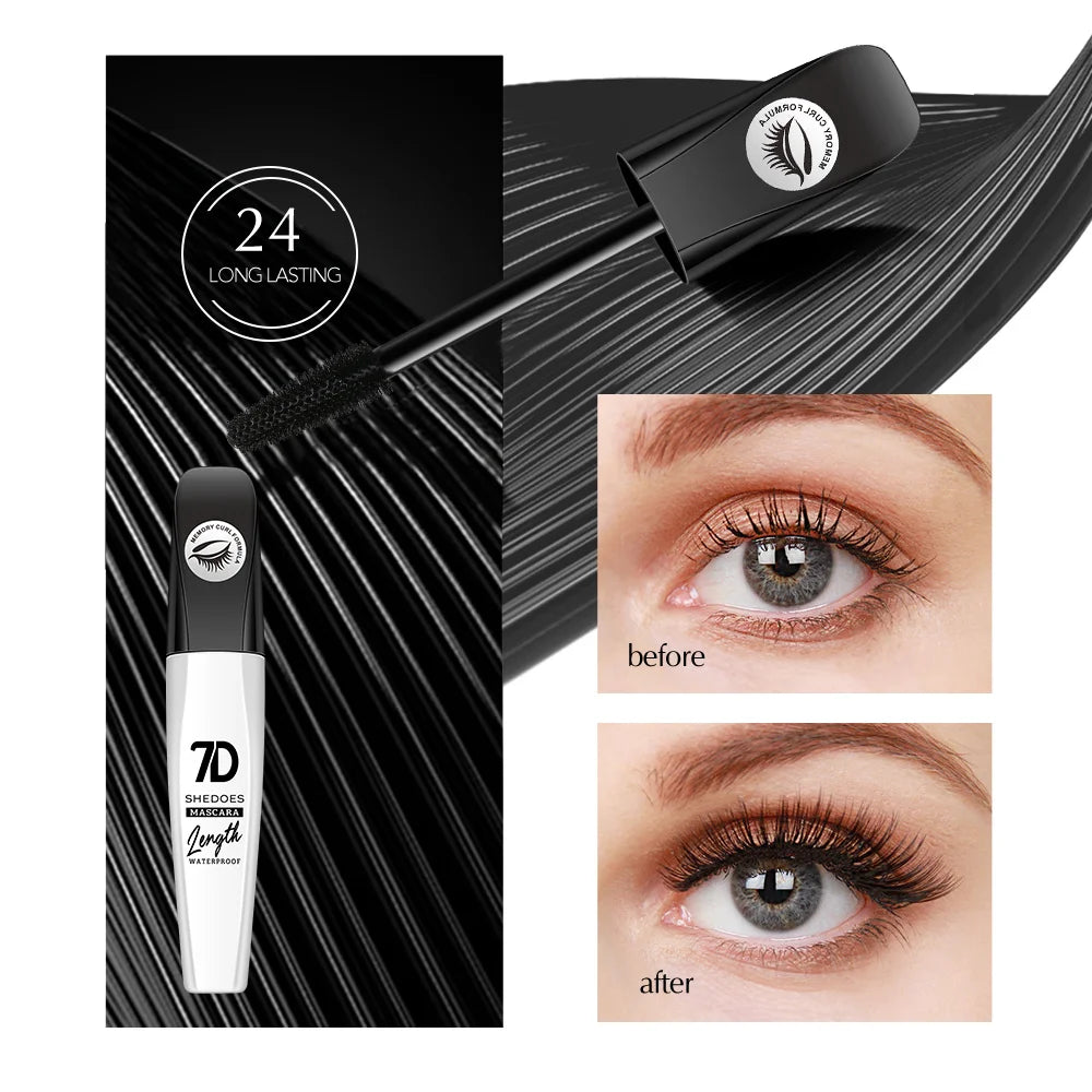 7D mascara waterproof and easy to remove makeup, no smudging and no makeup removal, slender and curled thick mascara Zpaxo