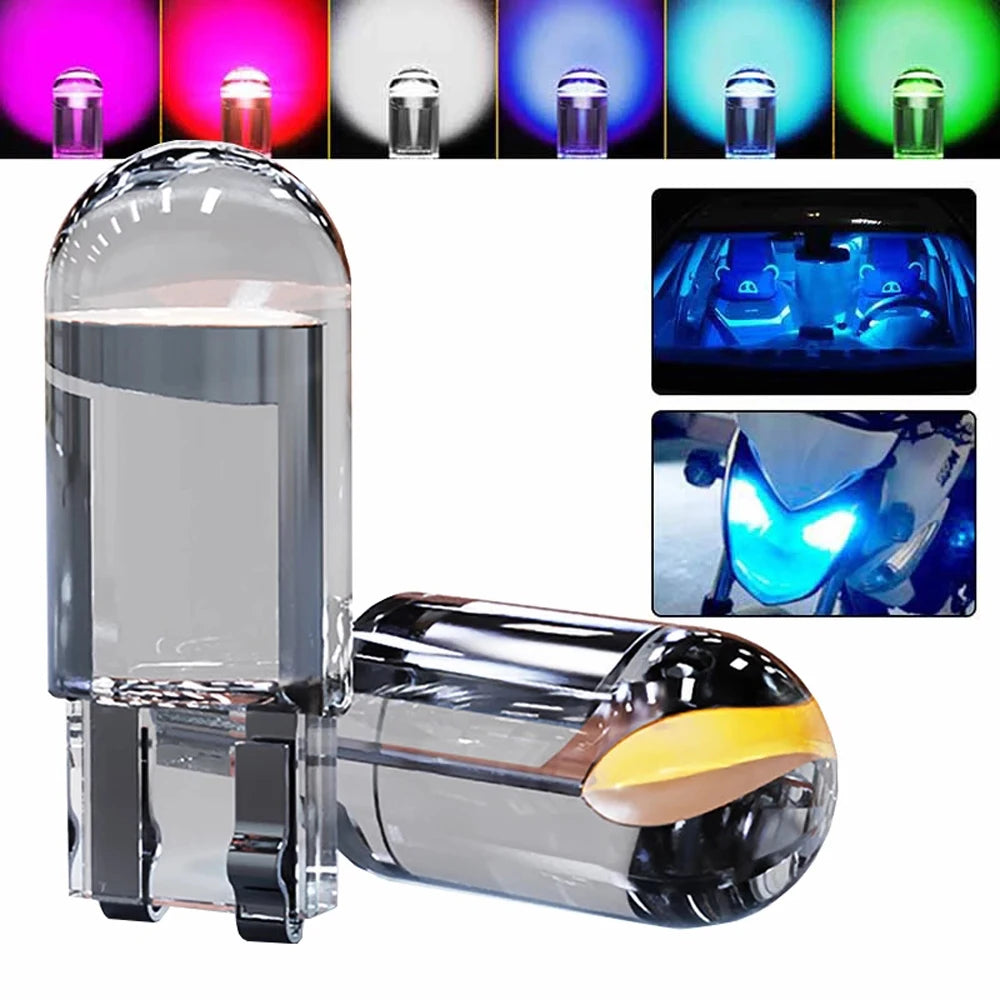 12V DC Auto Lights W5W 194 T10 Car Reading Light Glass Housing License Plate Lamp Car Dome Light LED Car Bulb COB Led Light Zpaxo