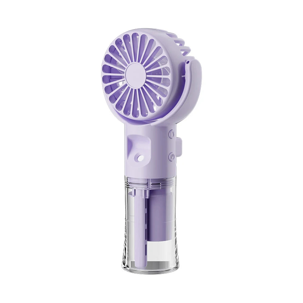 Portable Handheld Fan Humidifier USB Rechargeable Outdoor Camping Zpaxo Purple