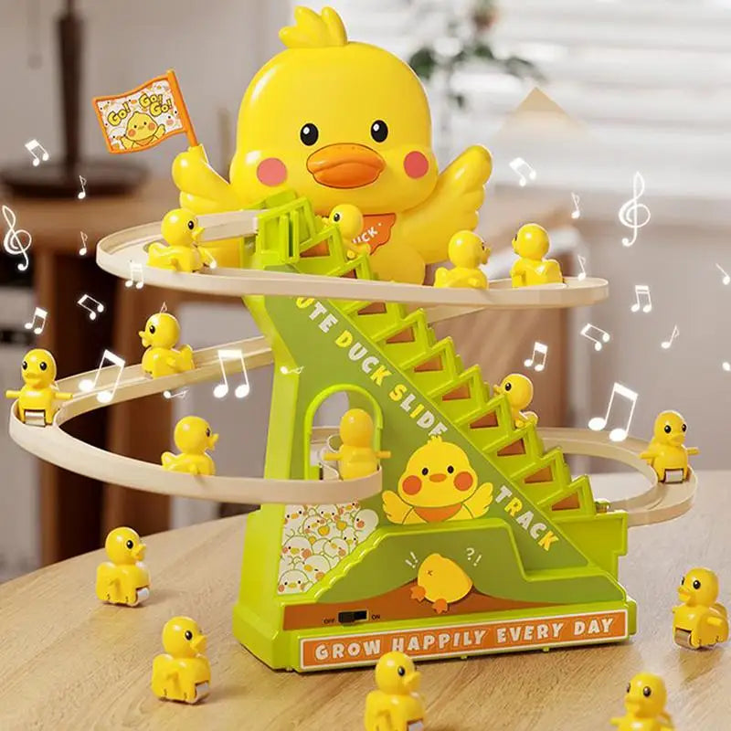 Electric Duck Climbing Stairs Ducks Tracks Slide Toy Set With Music Educational Interactive Animal Cartoon Race Fun For Zpaxo United States