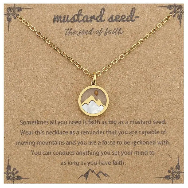 Christian Mustard Seed Gold Stainless Steel Pendant Faith Silver Chain Zpaxo A1
