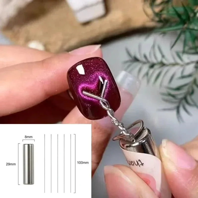 Cat Eye Nail Magnet Y-shape Wire Precision Heart Ingot Designs Zpaxo iron wire Set C
