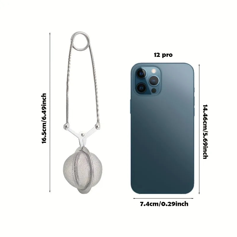 Stainless Steel Tea Infuser Ball Silver Handle Mesh Strainer Press