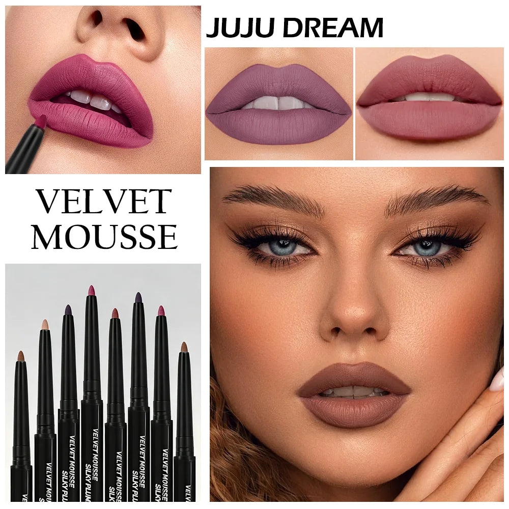 Waterproof Matte Lipliner Pencil Red Contour Tint Lipstick Long Lasting Non-stick Cup Moisturising Lips Makeup 5 Colors Zpaxo