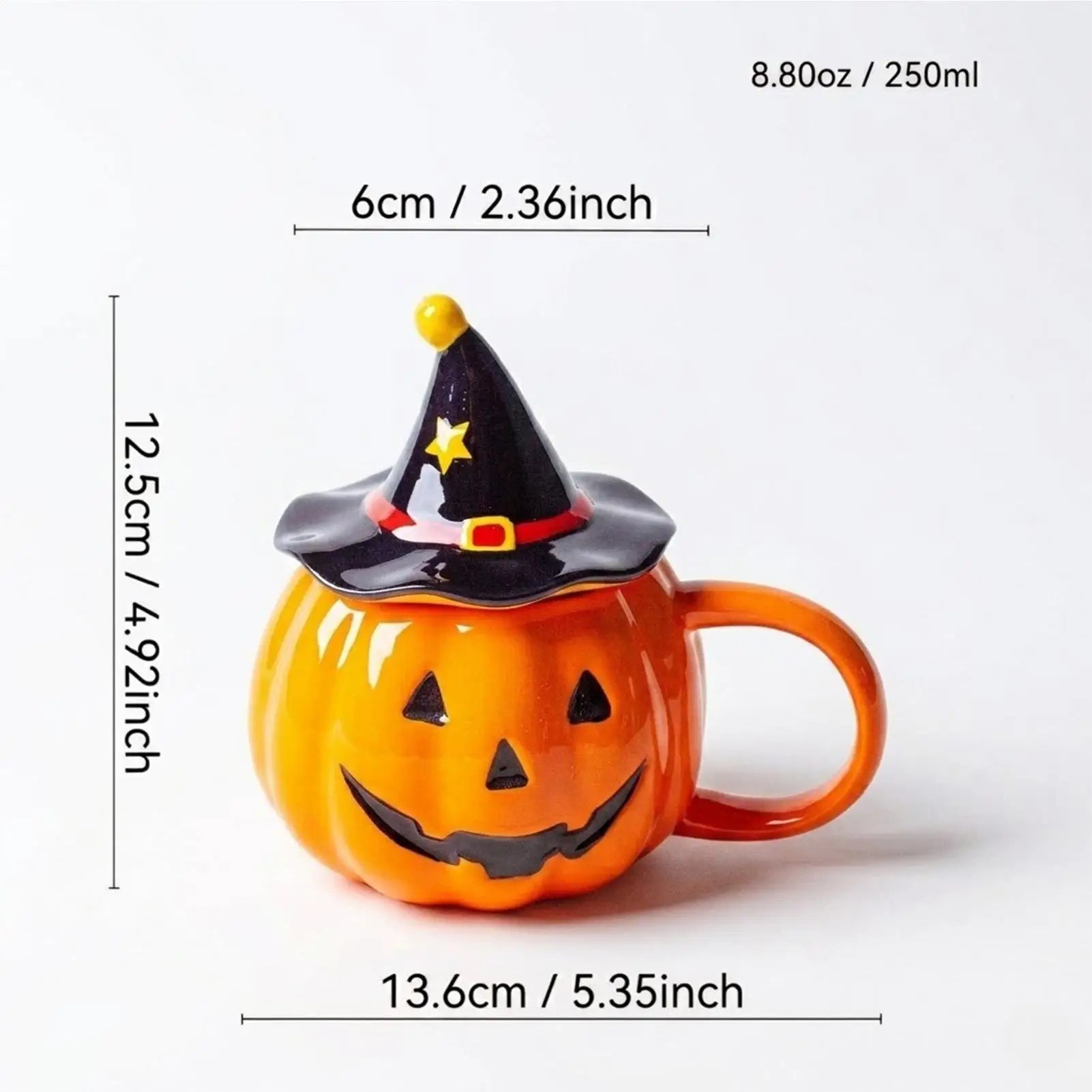 Halloween Coffee Mug Pumpkin Ceramic Cup Lid Aesthetic Cold Weather