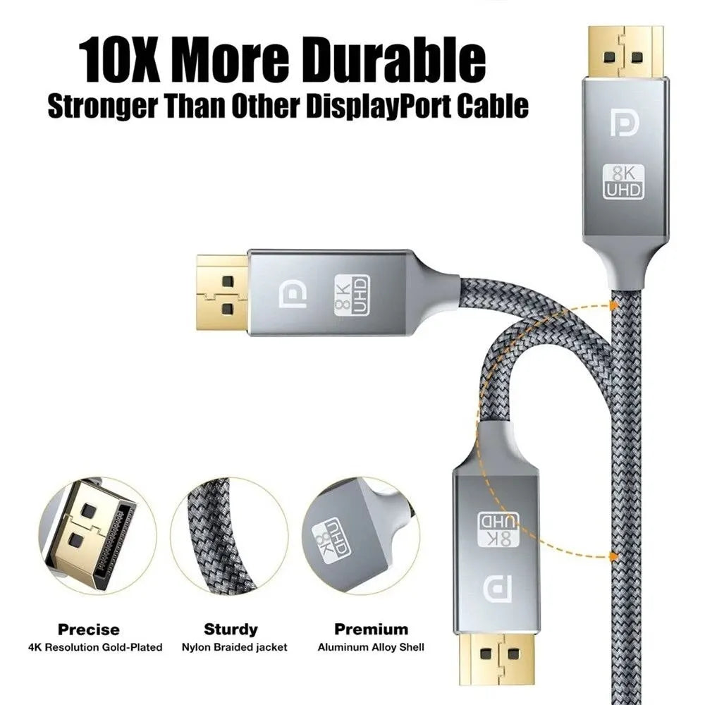 8K Displayport 1 4 Cable DP Extension Cord Two Way Hight Speed Video Zpaxo