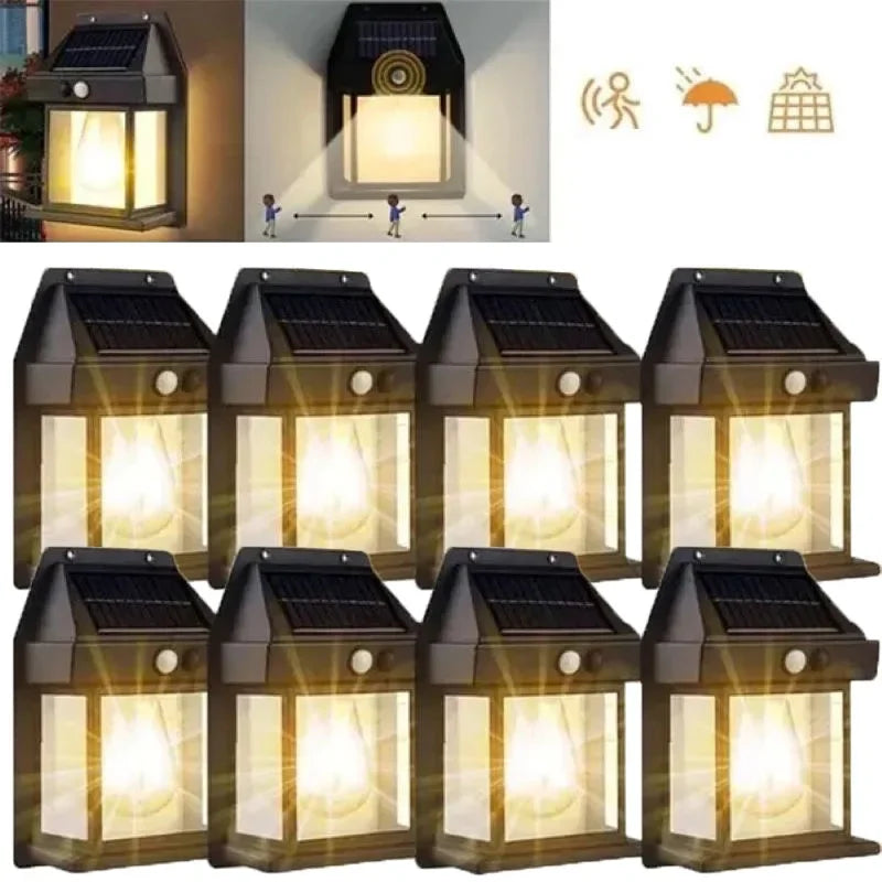 1/2/4/8Pack Solar Wall Lights Motion Sensor LED Lantern IP44 Waterproof Wall Mount Lamp Outdoor Courtyard Porch Deck Garden Yard Zpaxo 8PC