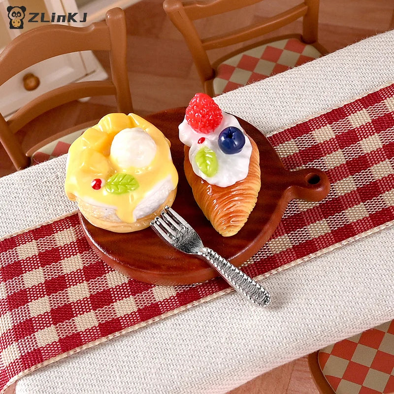 ▶Random 2Pcs/set Dollhouse Mini Cake Dessert Model Dollhouse Mini Kitchen Decoration Dolls House Accessories Pretend Play Toys Zpaxo