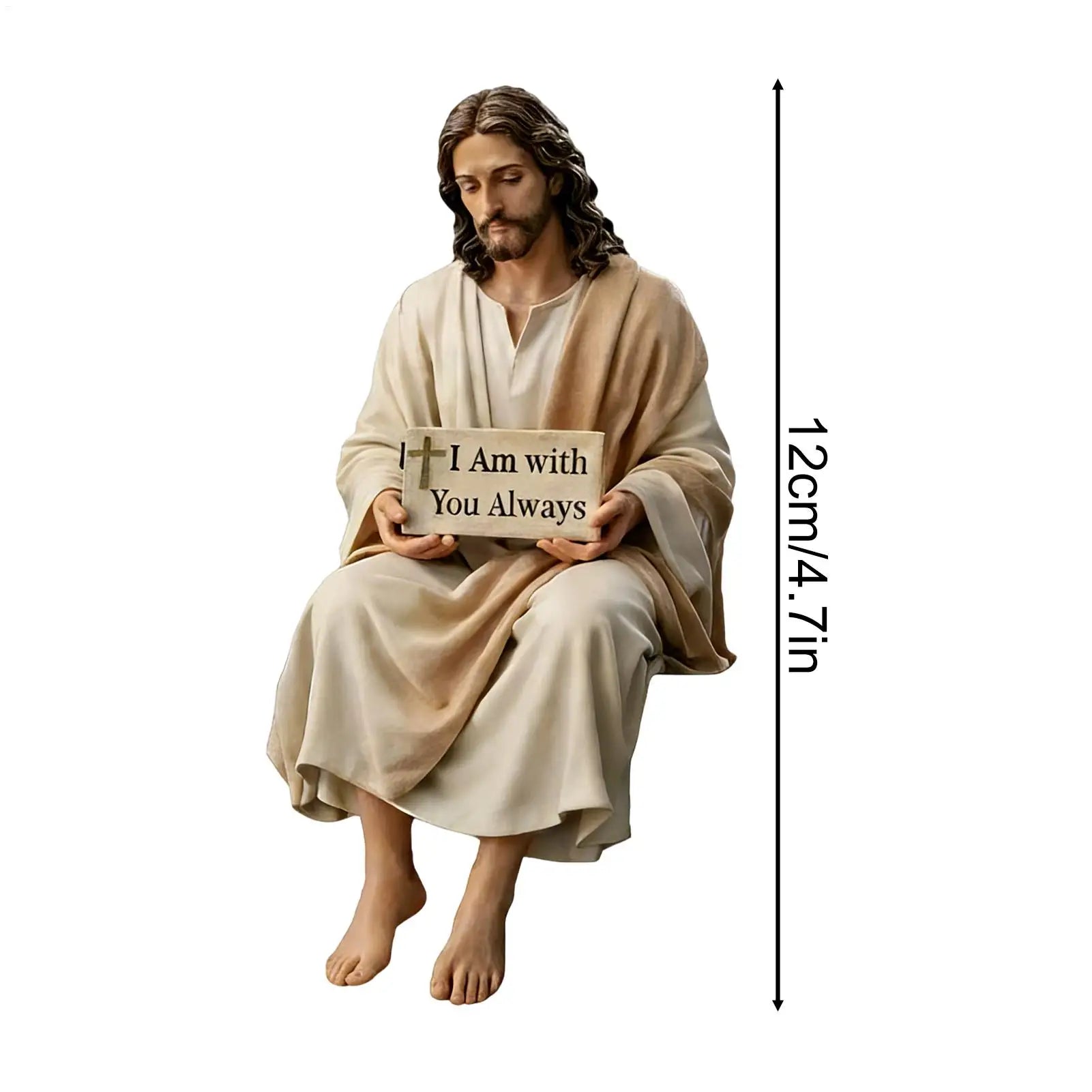 Resin Jesus Figurine Hand Painted Religious Inspirational Statue