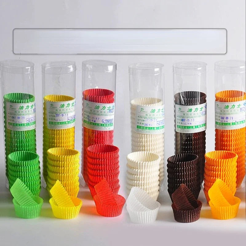 1000Pcs Mini Size Chocalate Paper Liners Baking Muffin Cake Cups Forms Cupcake Cases Solid Color Party Tray Mold Zpaxo