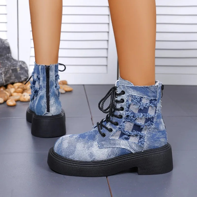 Spring Autumn Women's Vintage Comfortable Rear Zipper Heel Boots Zpaxo
