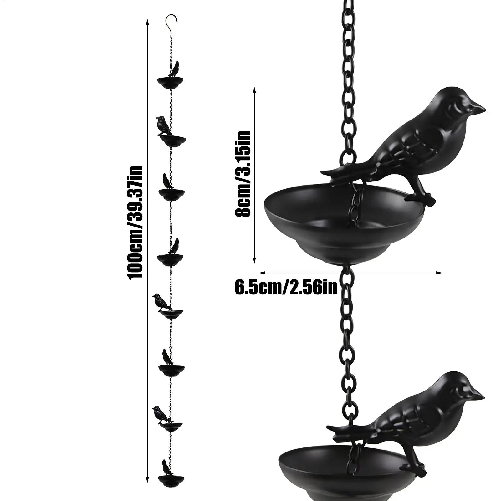 Rain Chain Gutters Metal Decorative Bird Theme Rust-resistant Outdoor