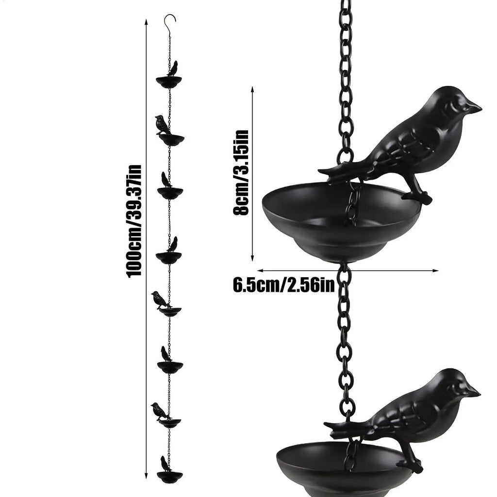 Rain Chain Gutters Metal Decorative Bird Theme Rust-resistant Outdoor