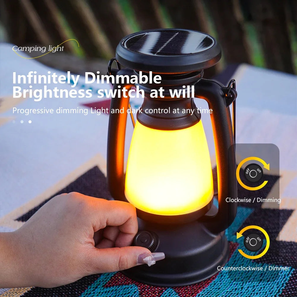 Solar USB Rechargeable Camping Lantern – Dimmable LED Light Camping Lantern Zpaxo