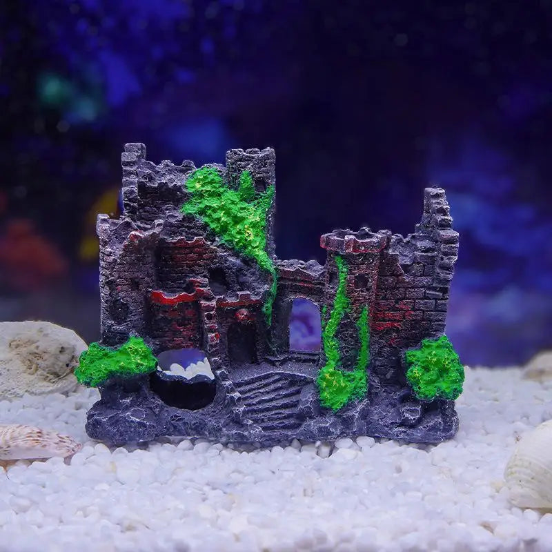 Artistic Castle Shaped Resin Rockery One Aquarium Decor Fish Tank Zpaxo