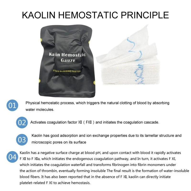 Hemostatic Kaolin Gauze Combat Emergency Trauma Z-Fold Soluble For Ifak Tactical Military First Aid Kit Medical Wound Dressing Zpaxo
