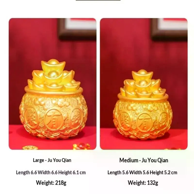 1Pcs Prosperity Sculpture Centerpiece Treasure Basin Statue For Office Shelf Desk Tabletop Art Craft Ornament Home Decorations Zpaxo
