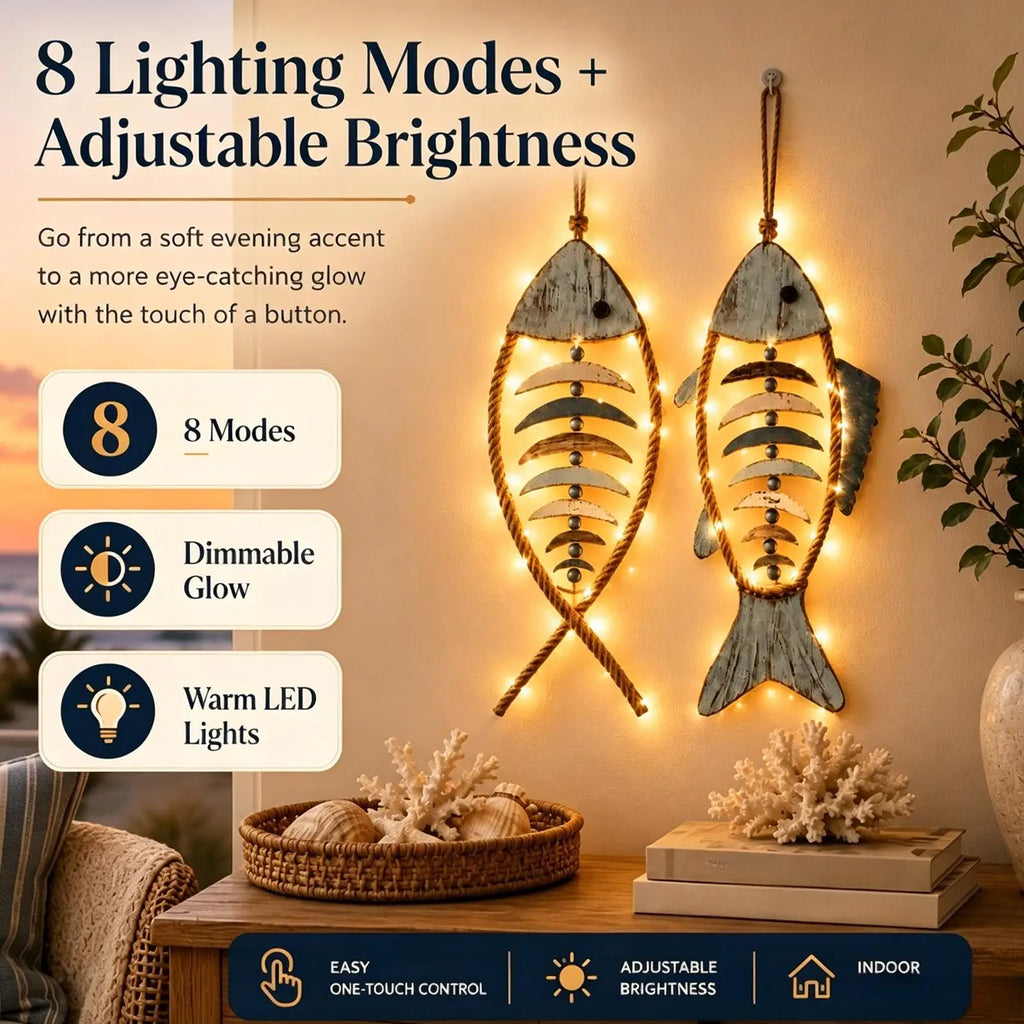 LED Wall Decor Hangable Romantic Sea Illumination Ornament Fish Shape Wall Light Decor for Bedroom Dorm Porch Hallway Bathroom Zpaxo