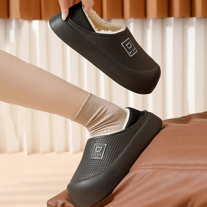Waterproof Cotton Slippers Women Men Winter Outdoor Indoor Non Slip