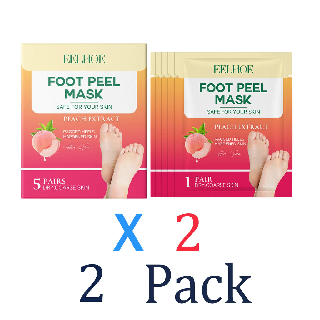 5 Pairs Peach Scented Foot Mask Heavy Moisturizer for Dry & Cracked Heels Callus Remover Socks for Soft Smooth Feet at Home Zpaxo 2 Pack