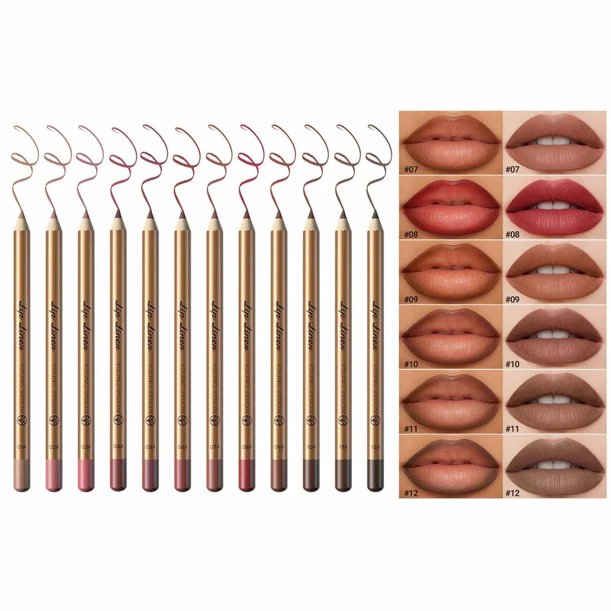 Waterproof Matte Lip Liner and Lipstick Pencil Set Long-Lasting Non-Fading Smudge-Proof Tip Lip Pencil for Precise Application Zpaxo