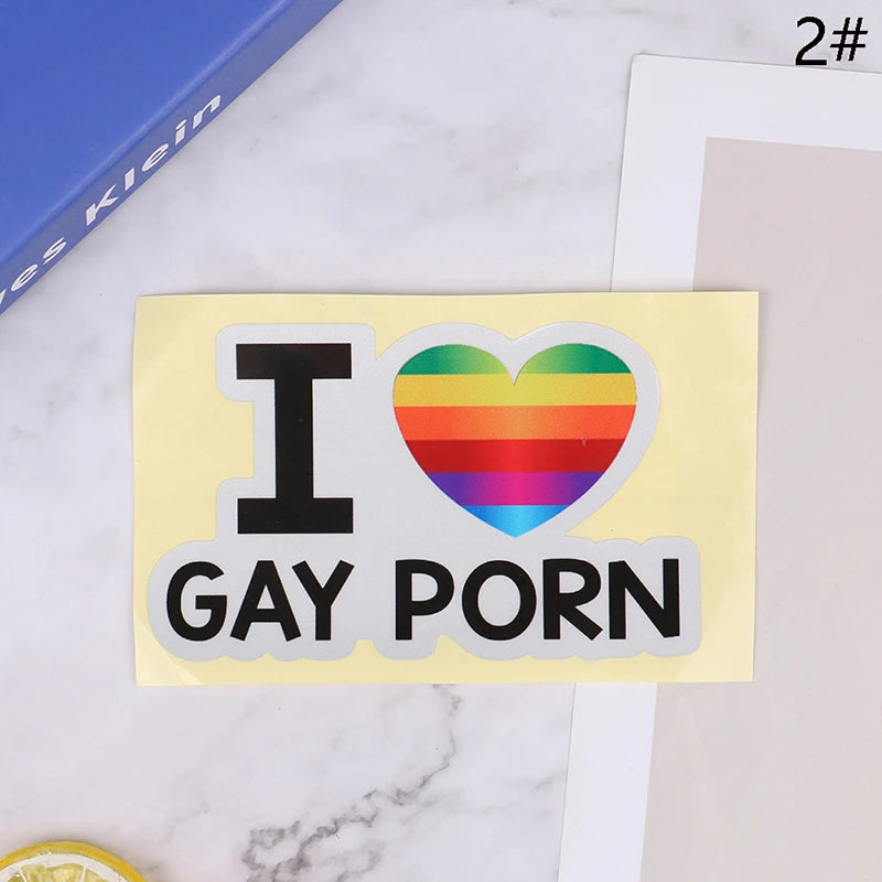 I Love Gay Porn Rainbow Car Stickers Creative LGBT Waterproof Truck Zpaxo 2