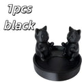 1pcs Cat-Shaped Candlestick – Cozy Desktop & Home Decor for Living Room, Bedroom, Study, Meow Theme Zpaxo 1pcs black