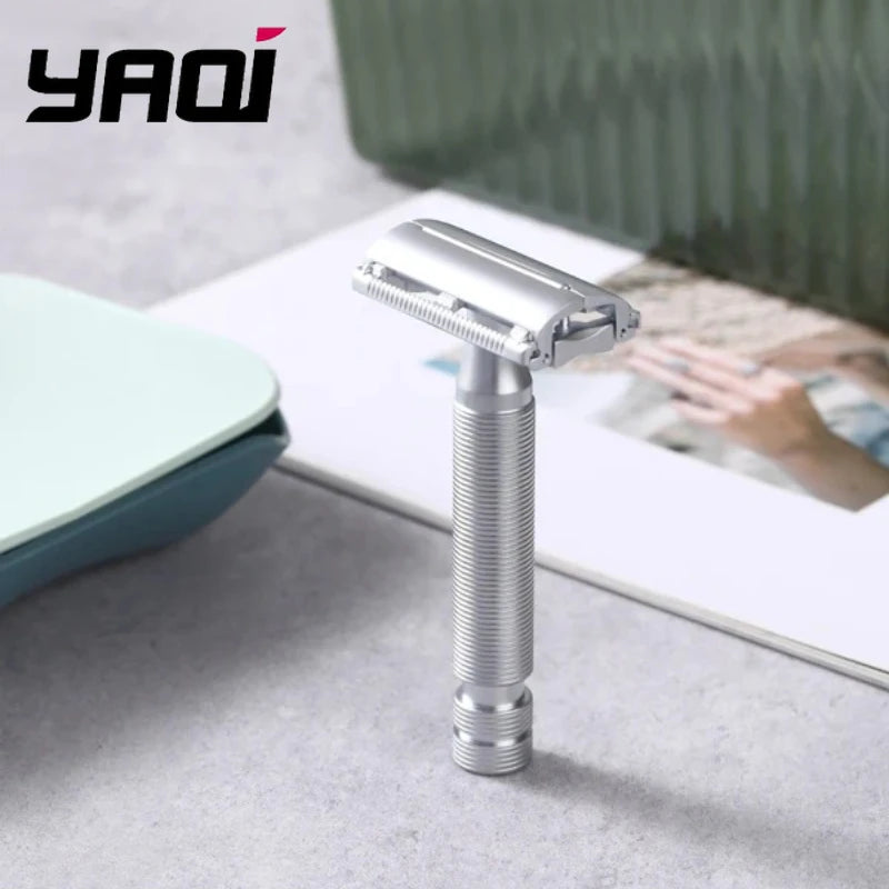 Yaqi Monarch Safety Razor Matte Chrome Color 0.90mm Blade Gap Classic Double Edge Shaving Razor for Smooth Experience Zpaxo