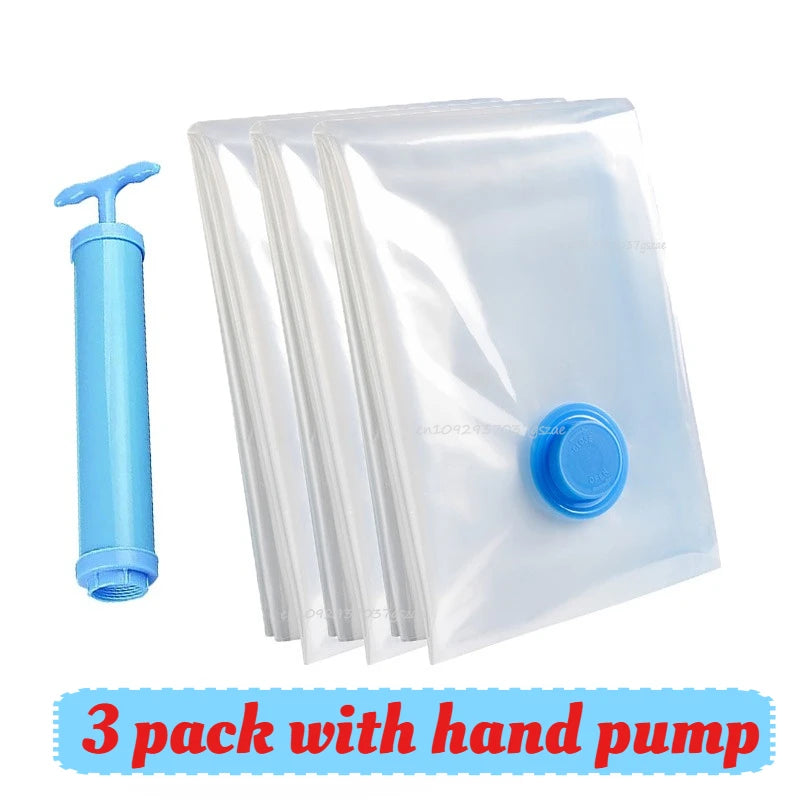 Thickened Vacuum Bags Organizing Bag Travel Vacuum-seal Bags Household Wardrobe Clothes Compression Packaging Sealing Bag Zpaxo 3pcs with pump 80x100cm