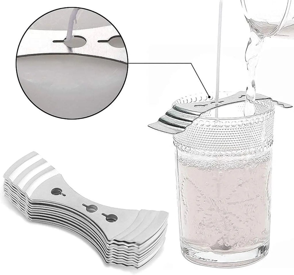 Metal Candle Wick Holder & Centering Tool Set + Wick Stickers Candle Making Tools Zpaxo