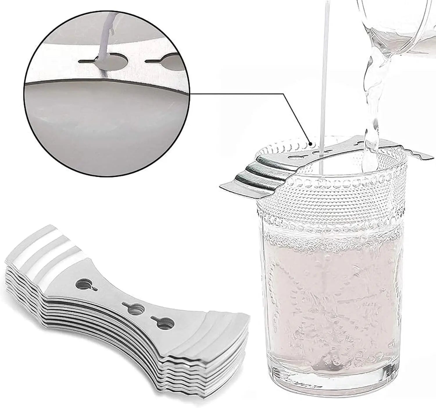 Metal Candle Wick Holder & Centering Tool Set + Wick Stickers Candle Making Tools Zpaxo