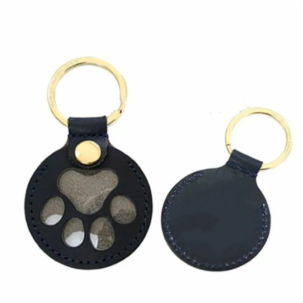 Cat Dog Claw Pet Hair Storage Bag Puppy PU Leather Pet Hair Keychain DIY Handmade Memorial Dogs Paw Pendant Hanging Accessory Zpaxo StyleB Black