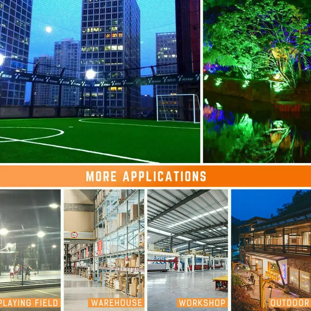 Power Flood Lights Remote RGB Outdoor Lighting Parks Garden Zpaxo