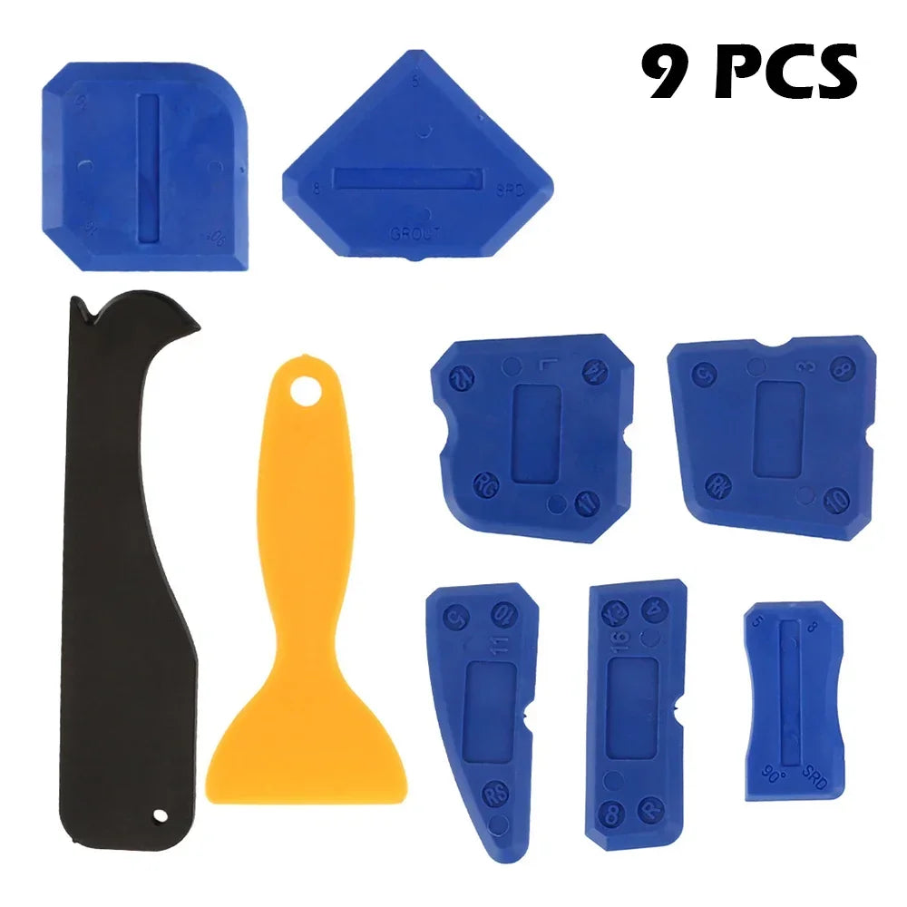 9pcs Caulking Tool Kit Plastic Sealant Finishing Tool with Multiple Shape and Size Portable Grout Scraper Multipurpose Caulk Zpaxo