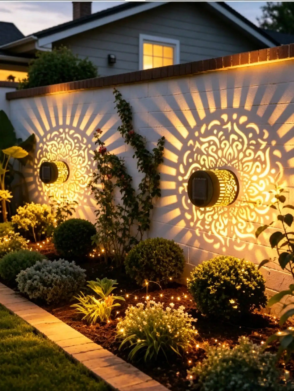 Solar Mandala Lamp Openwork Wrought Iron Garden Decorative Lighting